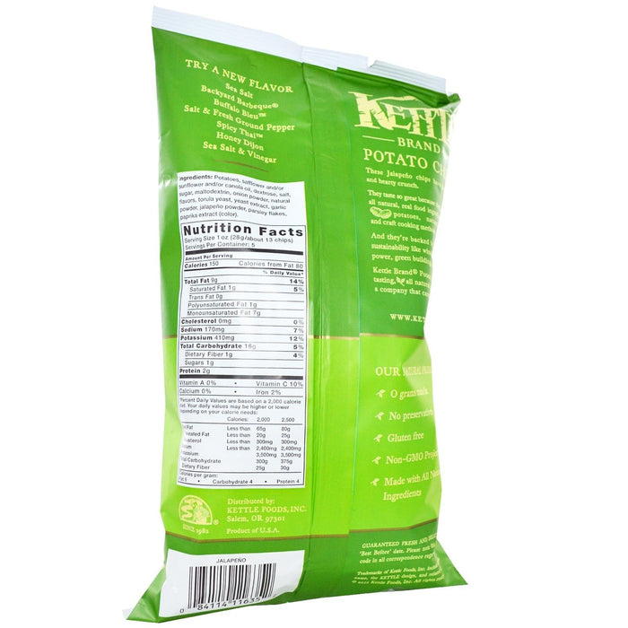 Kettle Brand  Potato Chips Hot Jalapeno  5 Oz