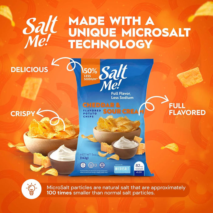 SaltMe Low Salt Sour Cream and Cheddar Chips 5 OZ