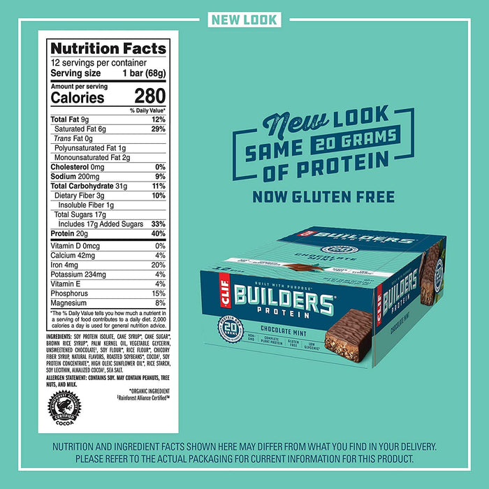 Clif Bar  Builders Protein Bar Chocolate Mint   2.4 Oz