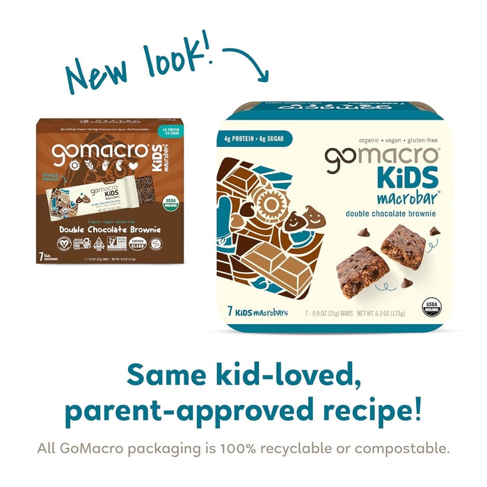 Gomacro  Organic Kids Macrobar Double Chocolate Brownie   6.3 Oz