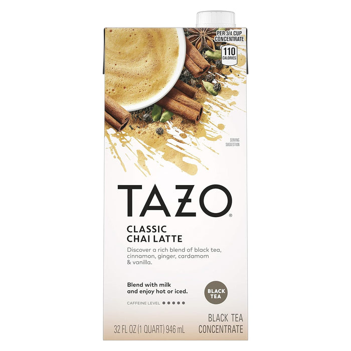 Tazo  Chai Classic Latte With Spices & Vanilla Black Tea Concentrate  32 Fl Oz