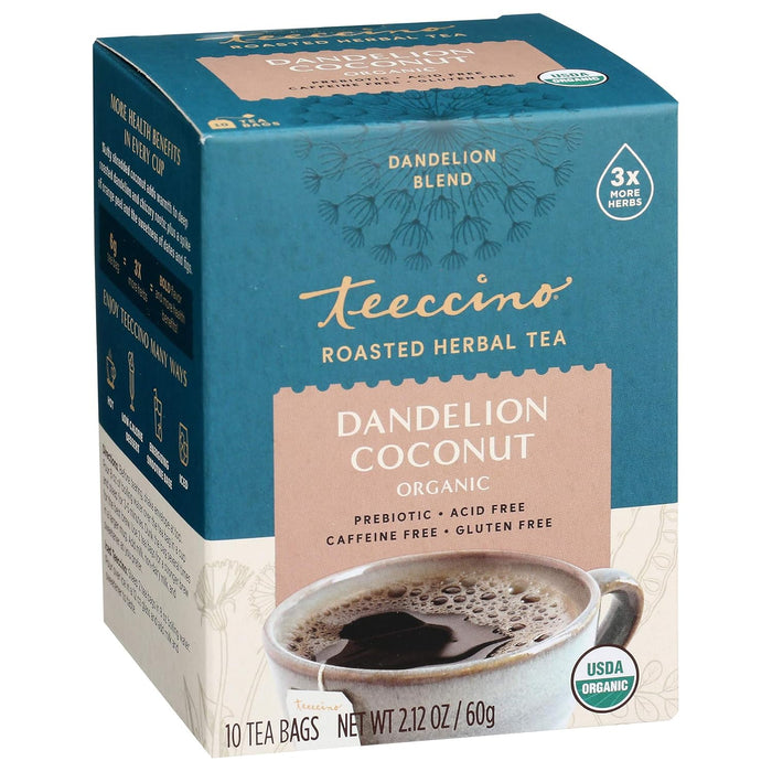 Teeccino  Organic Chircory Herbal Tea Dandelion Coconut  10 Bag
