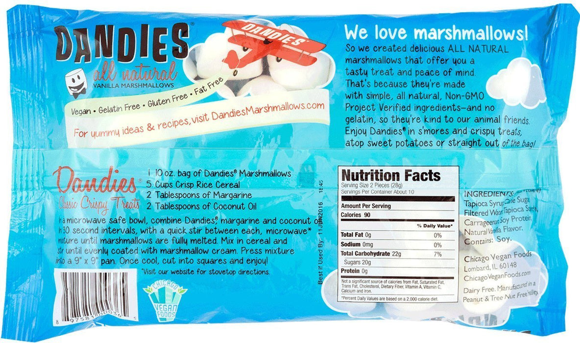 Dandies Vegan Marshmallows Vanilla Flavor 10 oz