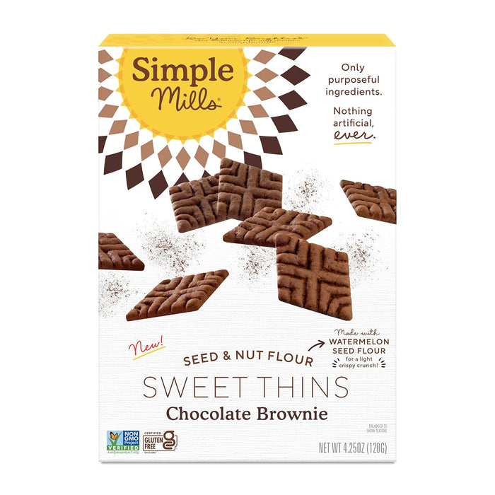 Simple Mills  Sweet Thins Seed And Nut Flour Chocolate Brownie  4.25 Oz