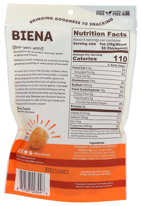 Biena  Chickpea Snacks Habanero  5 Oz