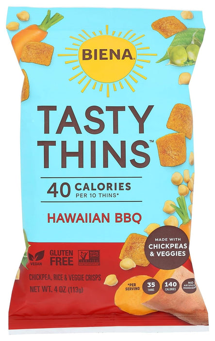 Biena  Tasty Thins Chickpeas And Veggies Crisps Hawaiian Bbq  4 Oz