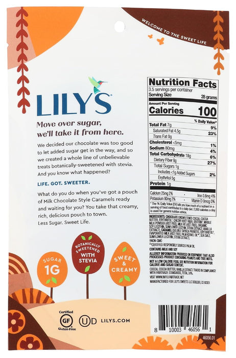 Lily'S  Caramels Milk Chocolate Style Stevia Sweetened   3.5 Oz