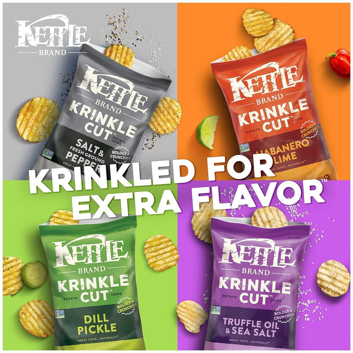 Kettle Brand  Krinkle Cut Potato Chips Salt & Fresh Ground Pepper  7.5 Oz