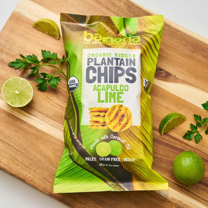 Barnana  Organic Ridge Cut Plantain Chips Kettle Cooked Acapulco Lime  5 Oz