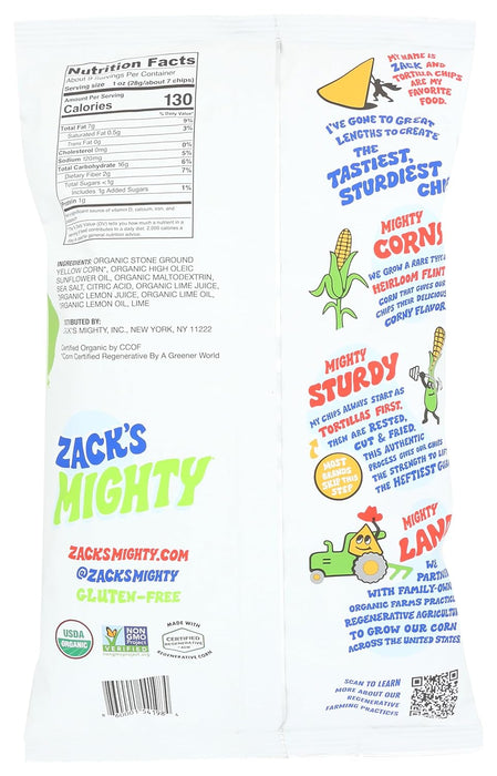 Zack`S Mighty  Lime Organic Tortilla Chips  9 Oz