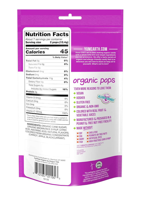 YumEarth Organic Vitamin C Pops 3 oz