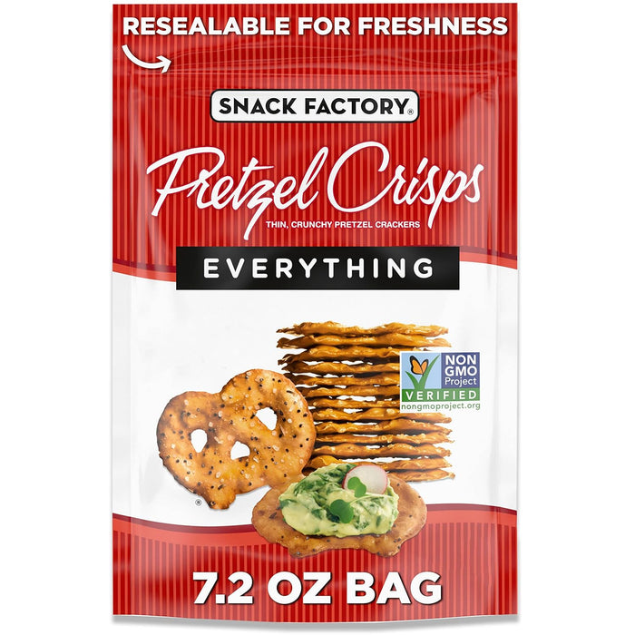 Snack Factory  Pretzel Crisps Everything Thin Crunchy Crackers Deli Style  7.2 Oz