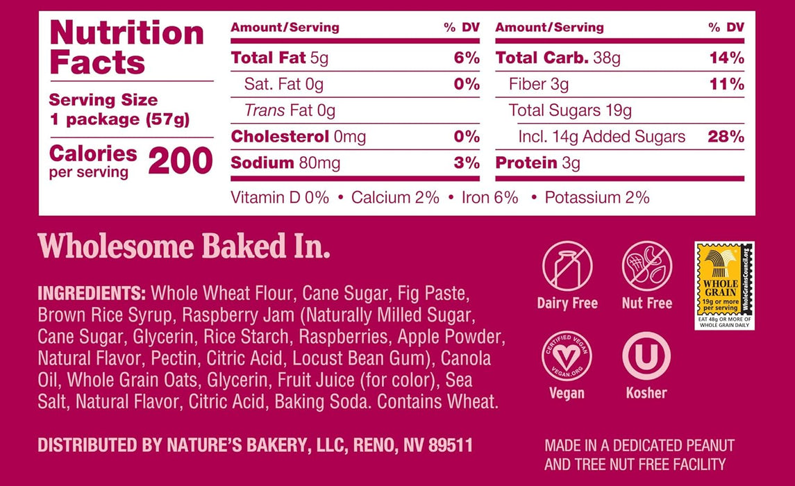 Nature'S Bakery  Stone Ground Whole Wheat Fig Bar Raspberry  2 Oz