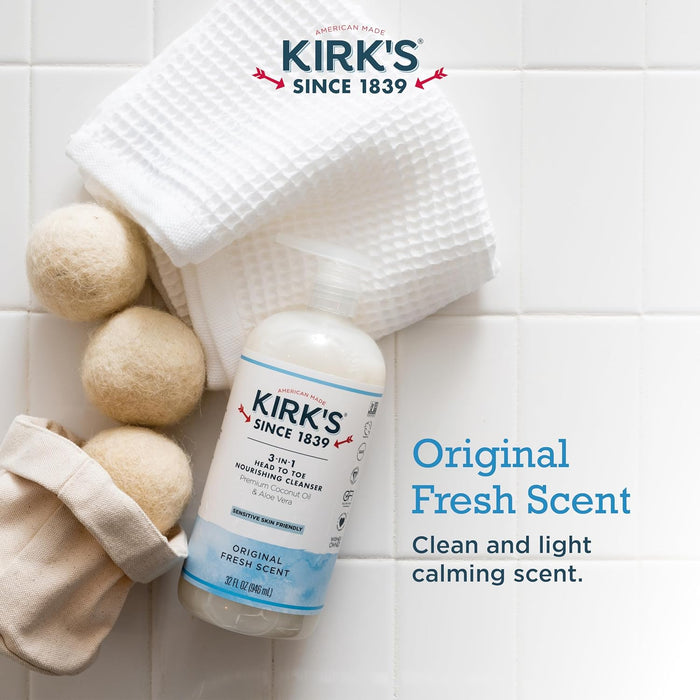 Kirk`S  3 In 1 Cleanser Original Fresh Scent  1 Each  32 Oz