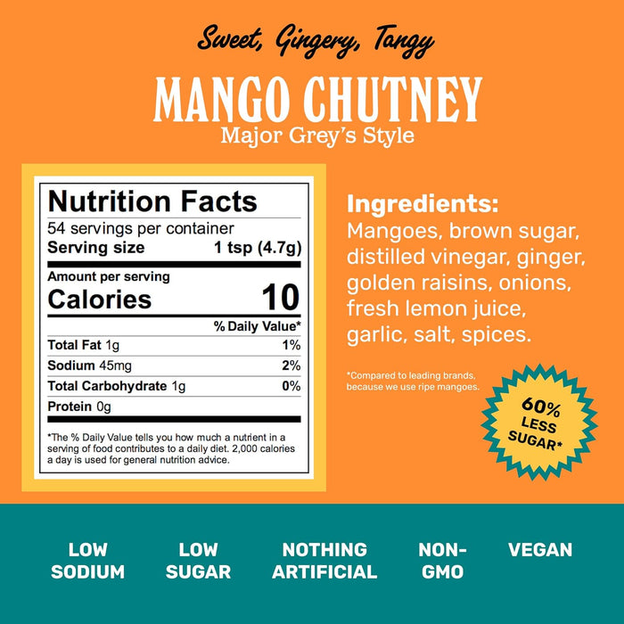 Brooklyn Delhi Mango Chutney Major Grey Style  Sweet Gingery Tangy 9 oz