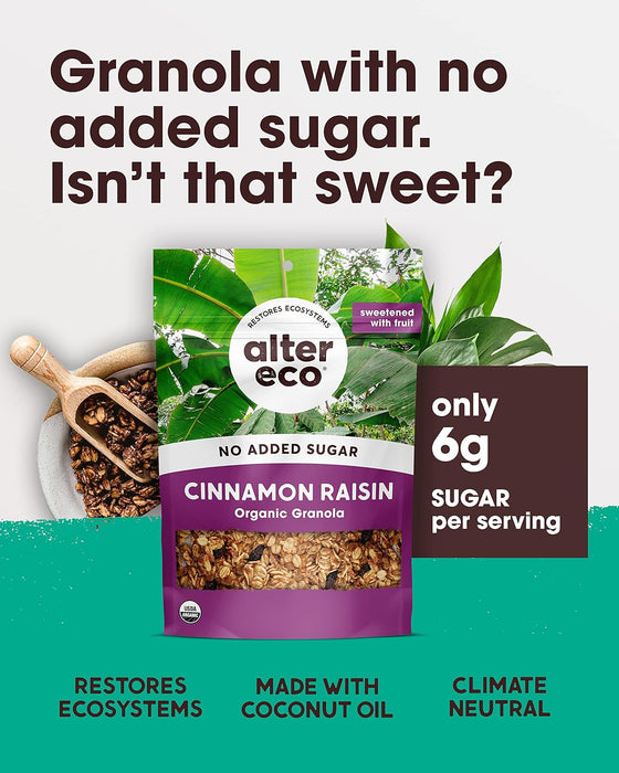 Alter Eco  Organic No Sugar Added Granola Cinnamon Raisin   8 Oz