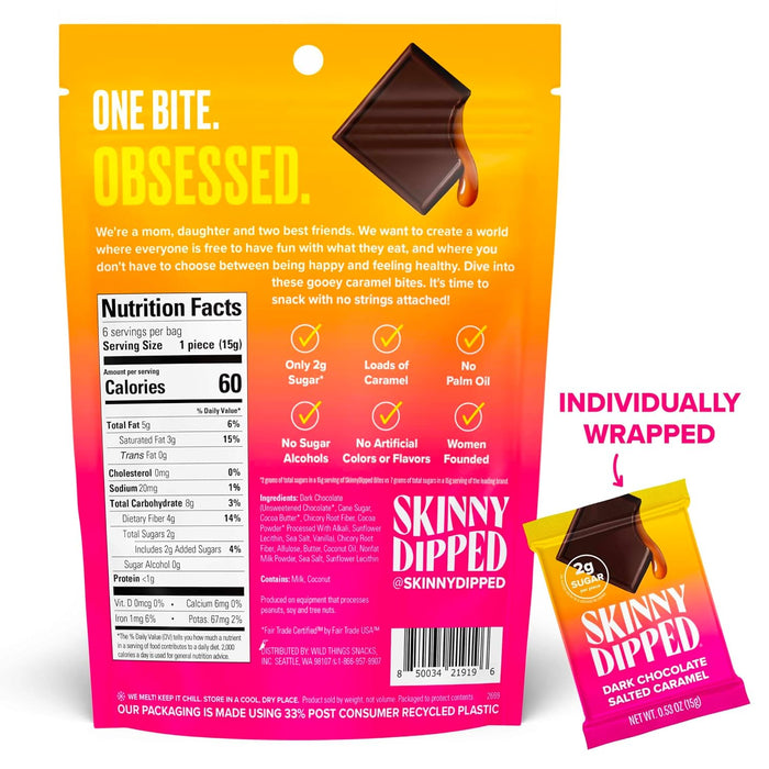 Skinnydipped  Dark Chocolate Salted Caramel Bites   3.17 Oz