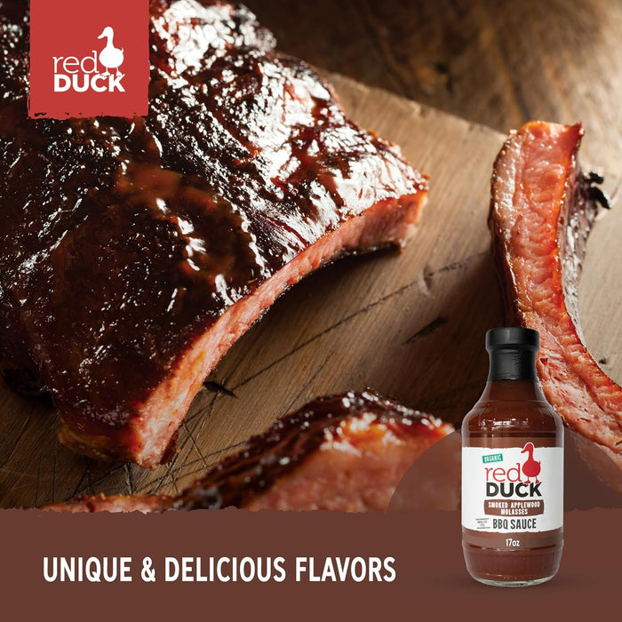 Red Duck Organic BBQ Sauce Smoked Applewood Molasses 17 oz