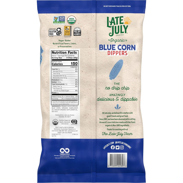 Late July  Organic Blue Corn Dippers Tortilla Chips  7.4 Oz