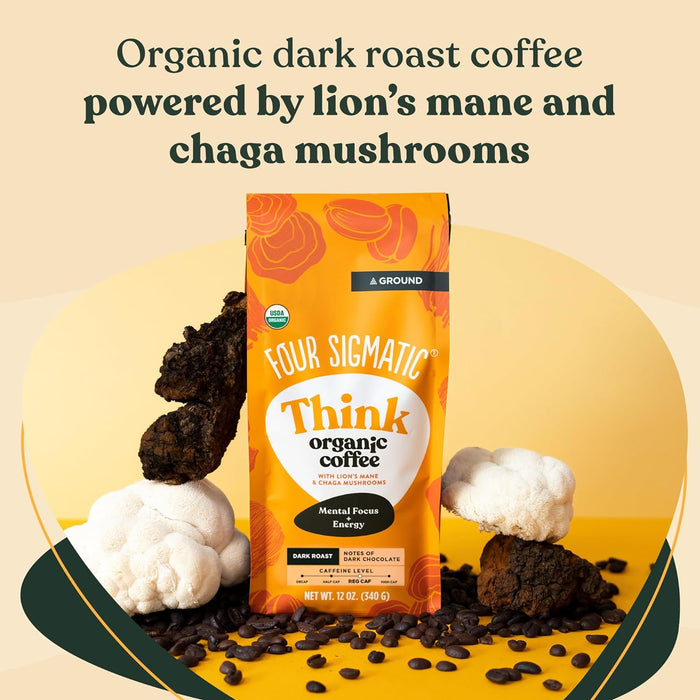 Four Sigmatic  Organic Dark Roast Think Lion's Mane Mushroom Coffee   12 oz