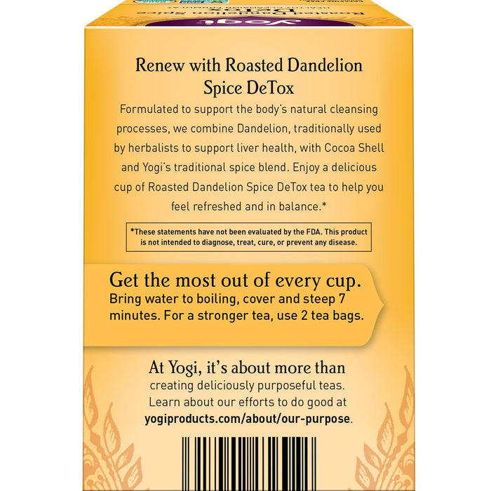 Yogi  Tea Organic Roasted Dandelion Spice Detox  16 Ct