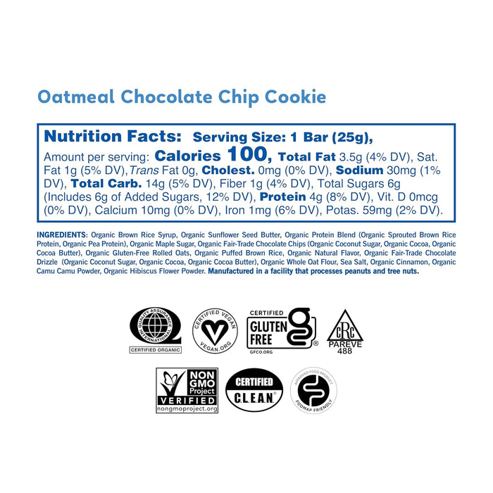 Gomacro  Organic Kids Macrobar Oatmeal Chocolate Chip Cookie   6.3 Oz