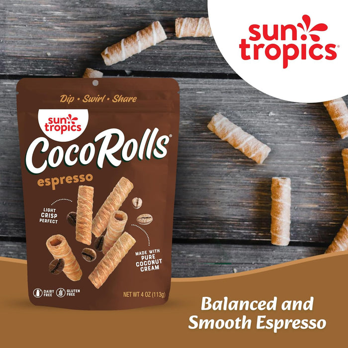 Sun Tropics  Coco Rolls Espresso Rolled Coconut Wafer  4 Oz