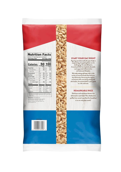 Arrowhead Mills  Natural Whole Grain Puffed Rice Cereal   6 Oz