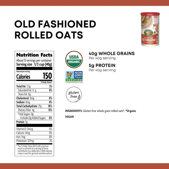 Nature'S Path  Organic Gluten Free Old Fashioned Oats   18 Oz