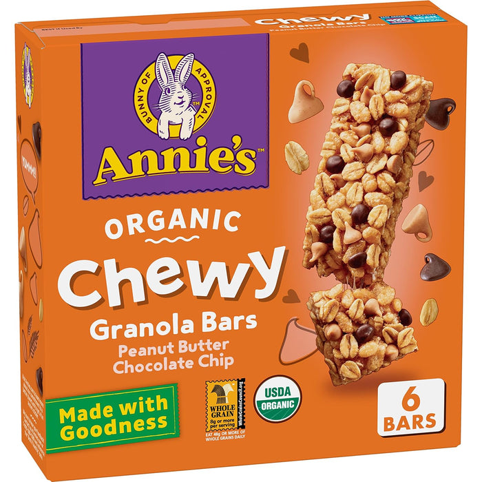 Annie'S  Chewy Granola Bars Peanut Butter Chocolate Chip   5.34 Oz