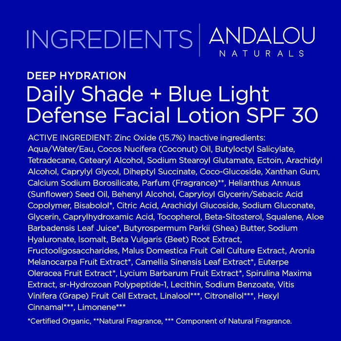 Andalou Naturals Deep Hydration Shade + Blue Light Defense Lotion 2.7 Oz