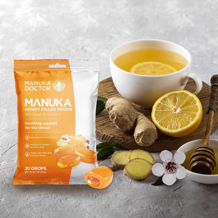 Manuka Doctor Cough Drops Honey Filled with Vitamin C and Ginger 4.7 oz