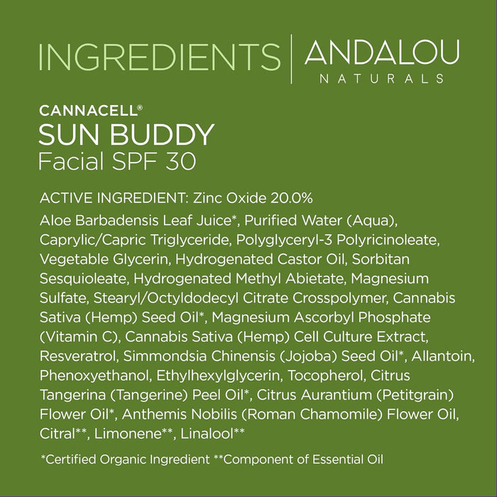 Andalou Naturals Cannacell Facial Sun Buddy Spf 30 1 Each 2.7 Oz