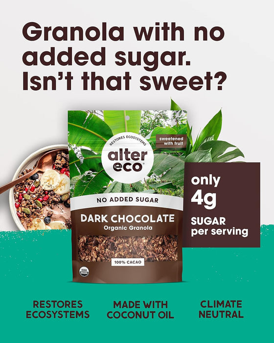 Alter Eco  Organic No Sugar Added Granola Dark Chocolate   8 Oz