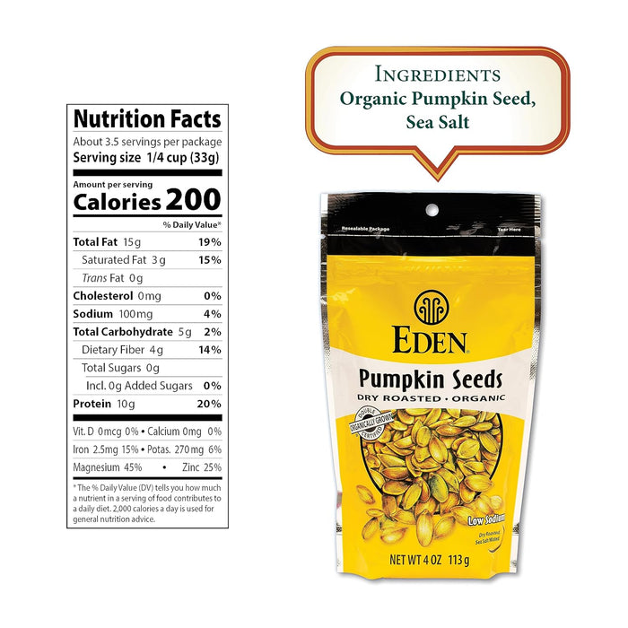 Eden Foods Organic Pumpkin Seeds Dry Roasted 4 oz