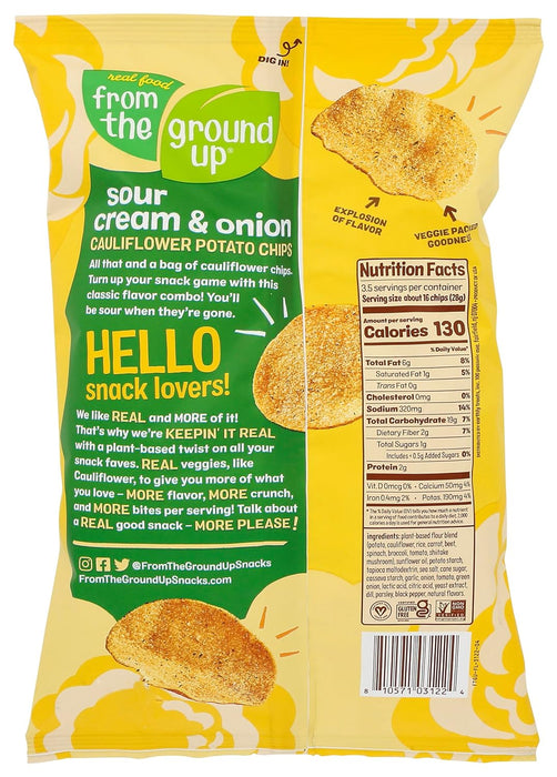 From The Ground Up  Sour Cream & Onion Cauliflower Chips  3.5 Oz