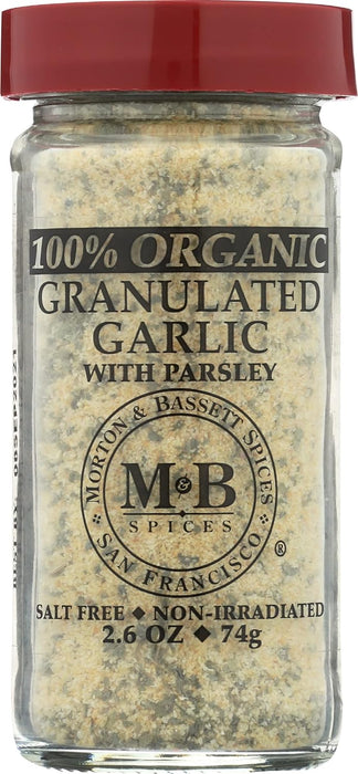 Morton & Bassett  Organic Granulated Garlic With Parsley  2.6 Oz