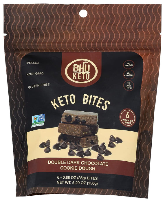 Bhu Foods  Keto Bites Double Dark Chocolate Cookie Dough   5.29 Oz