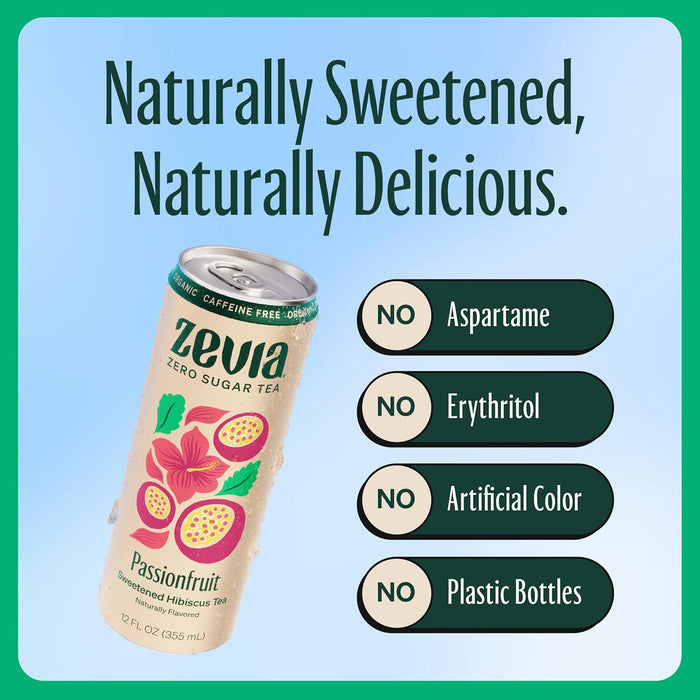 Zevia  Organic Sweetened Caffeine Free Hibiscus Tea Passionfruit  12 Fl Oz