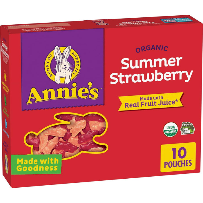 Annie's Homegrown Organic Bunny Fruit Flavored Snacks Summer Strawberry 7oz