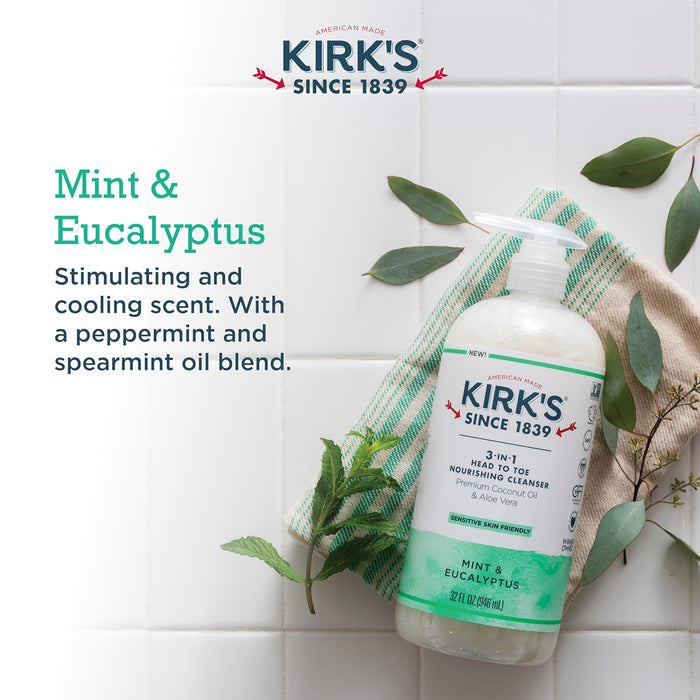 Kirk`S  Natural Head To Toe Cleanser Eucalyptus And Mint  1 Each  32 Oz