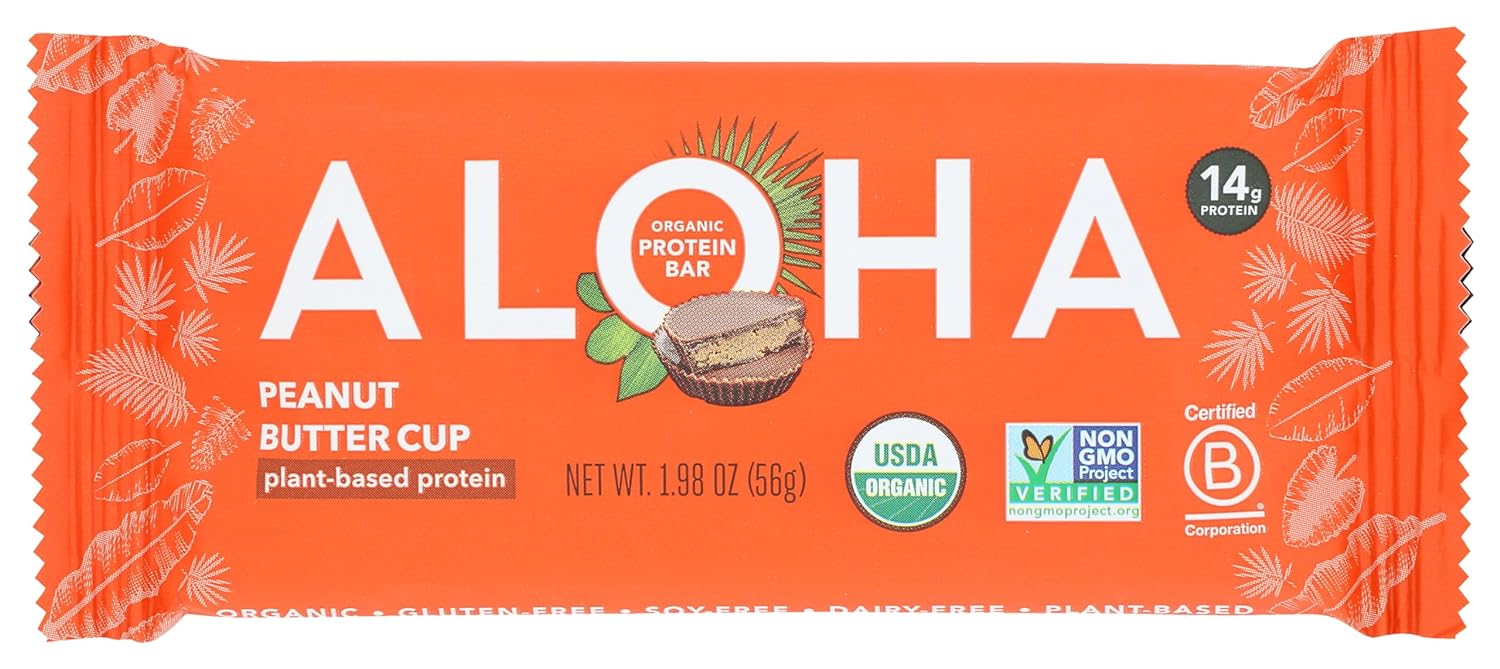 ALOHA Organic Plant Based Protein Bars Peanut Butter Cup 1.98 OZ (5 Counts)