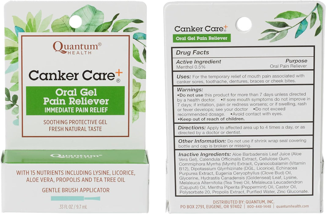 Quantum Health  Cankercare+ Oral Gel Pain Reliever  1 Each  0.33 Oz