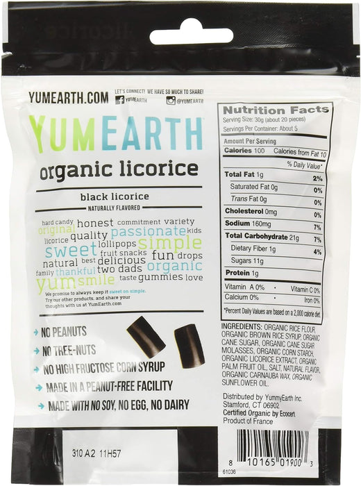 YumEarth Organic Licorice Black 5 Oz