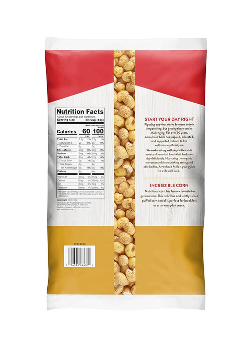 Arrowhead Mills  All Natural Puffed Corn Cereal   6 Oz