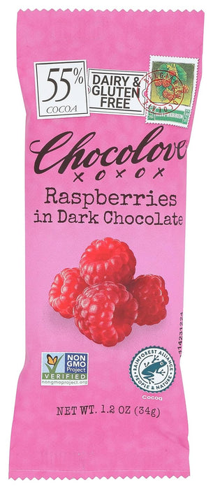 Chocolove  Premium Chocolate Bar Dark Chocolate Raspberries Mini Bars   1.2 Oz