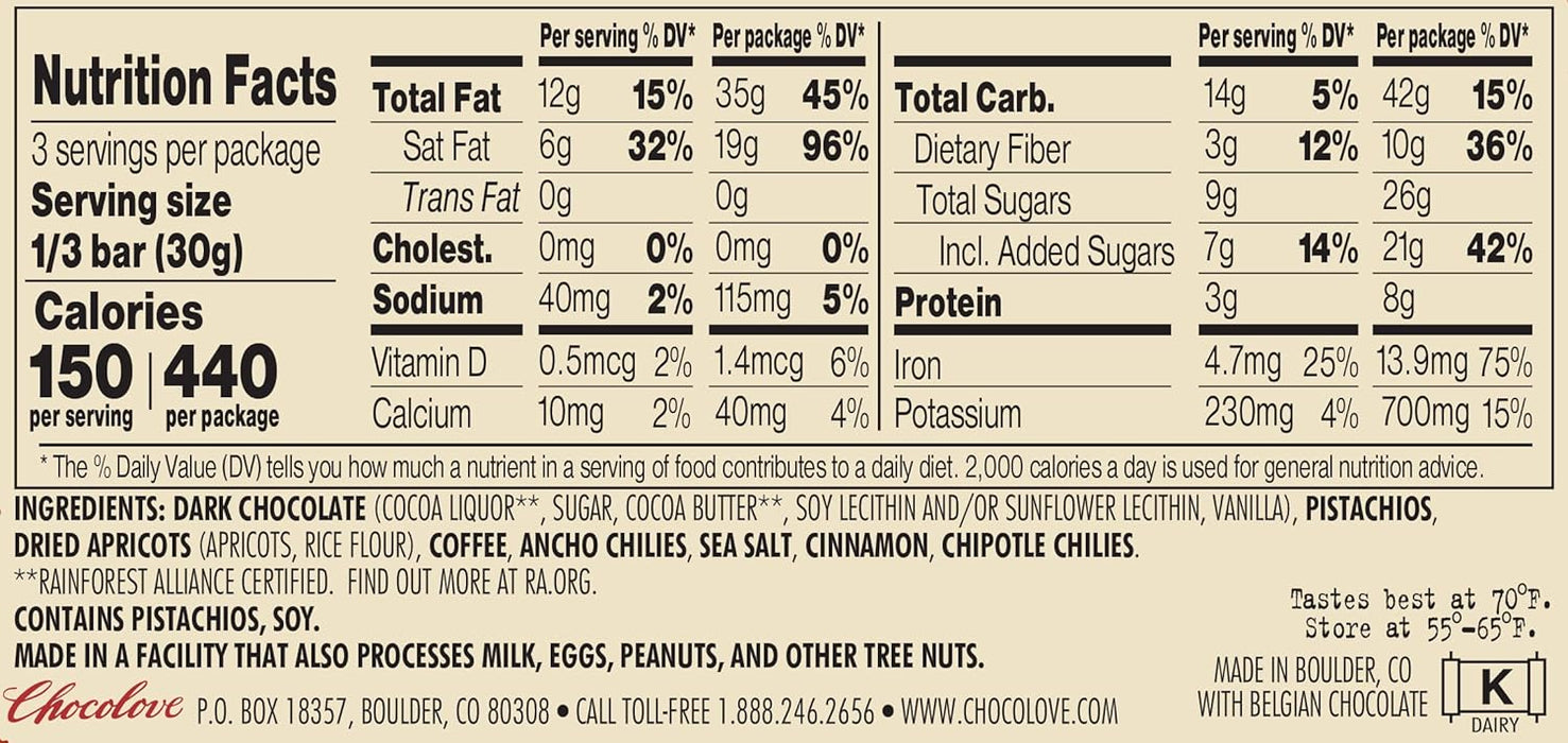 Chocolove  Chili Mole In Strong Dark Chocolate Bar   3.2 Oz