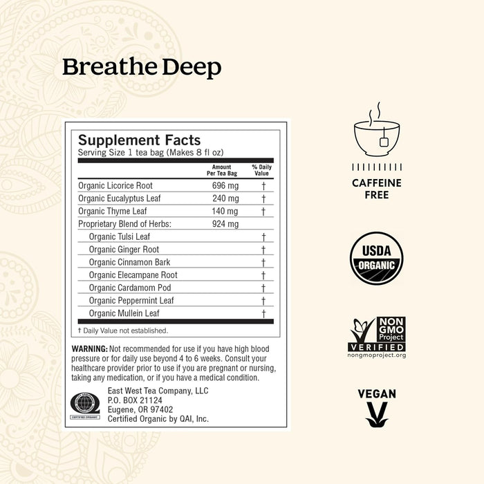 Yogi  Organic Breathe Deep Herbal Tea Caffeine Free 1 Tea Bags  16 Bag