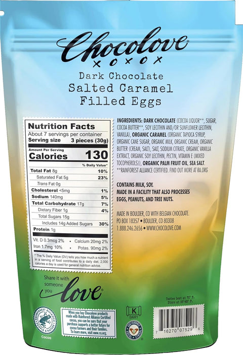 Chocolove  Xo Dark Chocolate Salted Caramel Filled Eggs   7.05 Oz