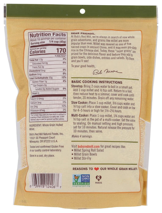 Bob'S Red Mill  Millet Whole Grain Gluten Free   28 Oz